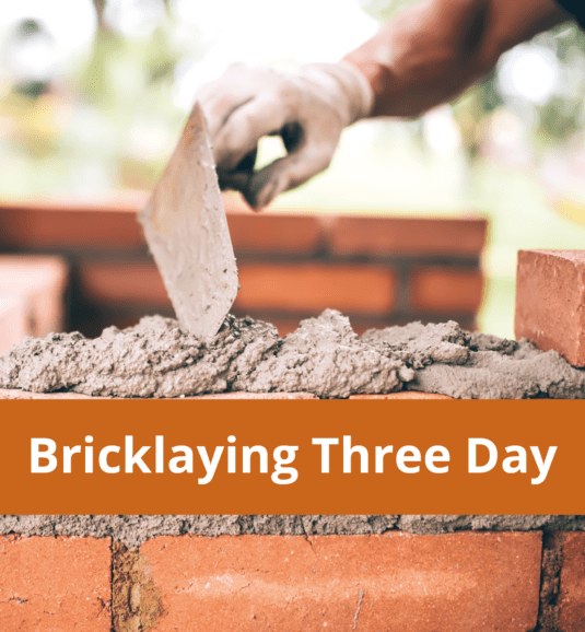 3 Day bricklaying course with an image of someone trowelling a layer of morta onto a wall they are building