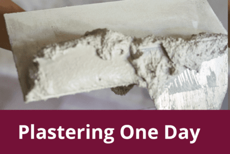 Plastering One Day Course showing a trowel with plaster on it